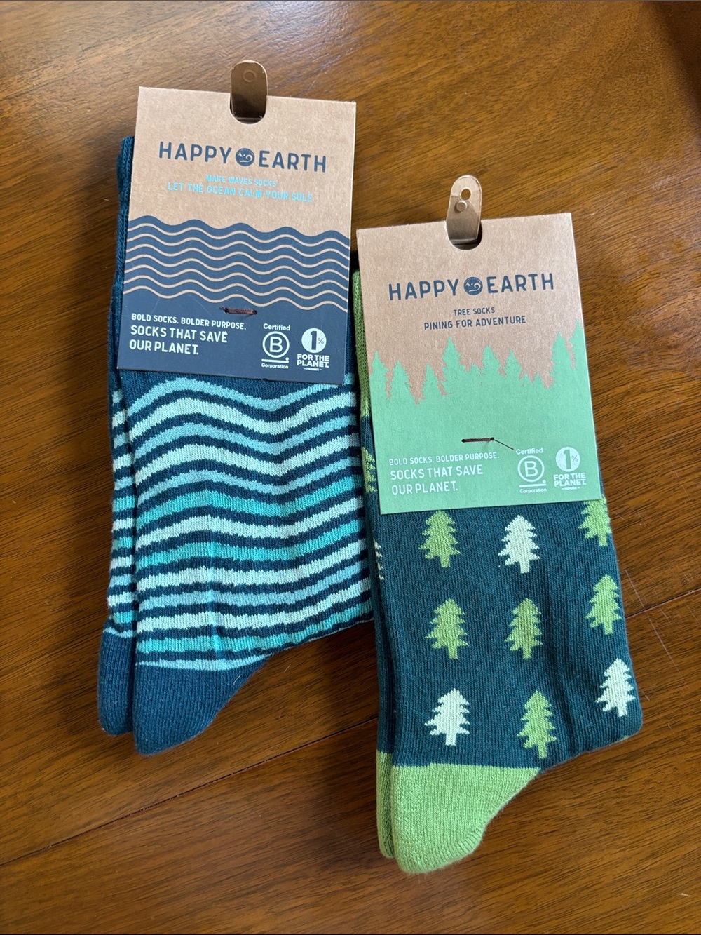Two Pairs of Happy Earth Socks